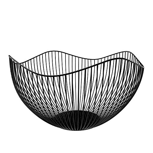 Fruitschaal Zwarte Fruitmand 25x14cm Fruitschaal Ontwerp Moderne Fruitschaal Fruitmand voor Snack Grote Fruitschaal Fruitmand Aanrecht Fruitschaal Zwart Fruithouder