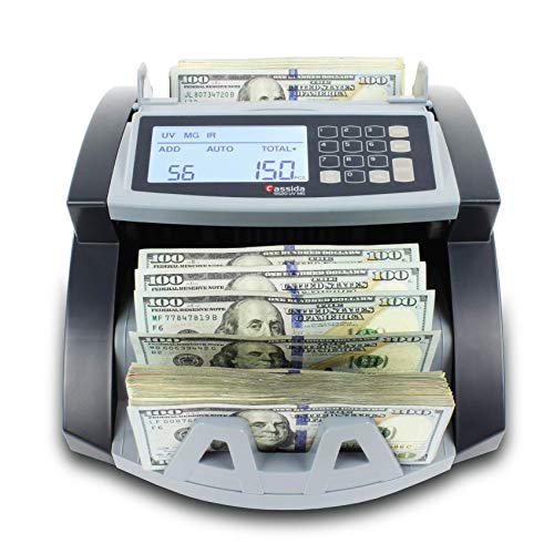 Cassida 5520 UV/MG - USA Money Counter with ValuCount, UV/MG/IR Counterfeit Detection, Add and Batch Modes - Large LCD Display & Fast Counting Speed 1,300 Notes/Minute 