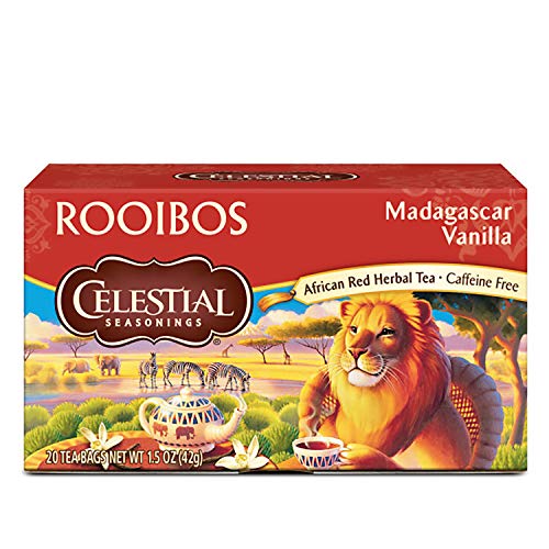 Celestial Seasonings Herbal Tea, Rooibos Madagascar Vanilla, Caffeine Free, 1.5 ounce,20 Tea Bags (Pack of 6) 