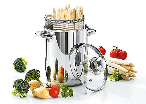Karl Krüger aspergepot/spaghettipot met zeefinzet, diameter 16 cm, hoogwaardige roestvrijstalen pan, 4,2 l, roestvrij staal