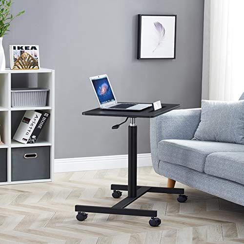 In hoogte verstelbare bedtafel Laptopwagen Computertafel, multifunctionele bedlade Ontbijt industriële bijzettafel met wielen (kleur: zwart) (zwart)