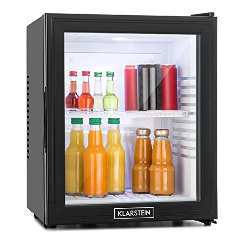 Klarstein MKS-13 - minibar, minikoelkast, drankenkoelkast, 32 liter, stille werking, 1 legbordinzet, in hoogte verstelbaar, glazen deur, zwart
