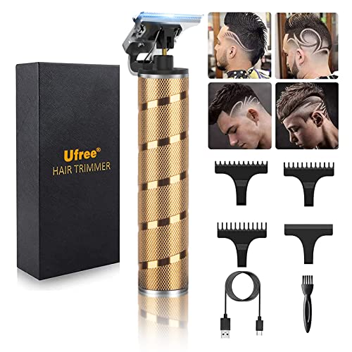 Ufree Hair Clippers for Men, Cordless Beard Trimmer T Blade Hair Trimmer Electric Shaver Razor Bikini Trimmer for Men & Women, Zero Gap Hair Cutting Kit, Gifts for Men (Gold)