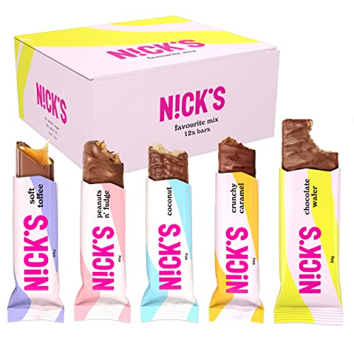 NICKS favoriete mixdoos met verschillende chocoladerepen zonder toegevoegde suiker, glutenvrij |12 bars