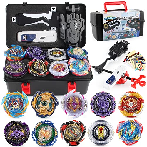 Bey Battling Top Set, Burst Gyro Toys 10 Spinning Tops 2 Launchers Combat Battling Game with Portable Storage Box Gift for Kids Children Boys