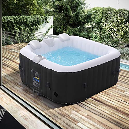 Arebos Opblaasbare whirlpool voor binnen en buiten | 4 personen | 130 sproeiers | 154 x 154 cm | 550 liter | spa zwembad | massage | verwarming | wellness