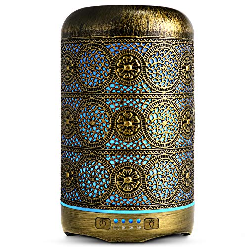 SALKING Aroma Diffuser, 260 ml metalen aromatherapie diffuser voor etherische oliën, ultrasone aromadiffuser, 7 kleuren licht elektrische geurlamp voor thuis, slaapkamer, kantoor, yoga