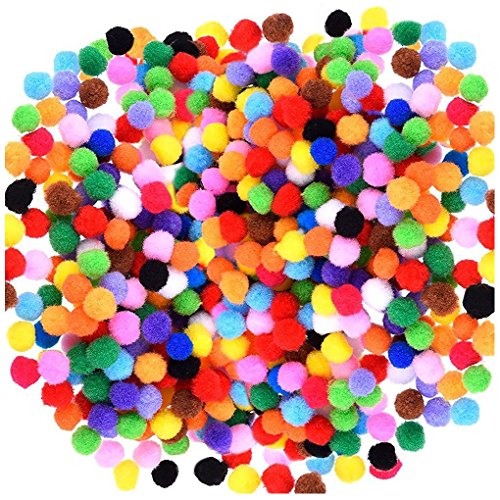 Acerich 2000 Pcs 1cm Assorted Pompoms Multicolor Valentine Day Arts and Crafts Fuzzy Pom Poms Balls for DIY Creative Crafts Decorations